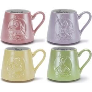 Disney Princess Pearlescent Mug Set of 4 Mugs Ariel Aurora Tiana & Belle NEW